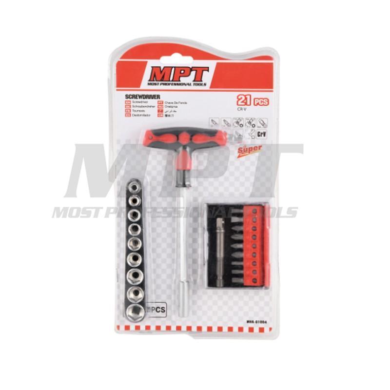 21PCS T-Handle Socket And Bits Set