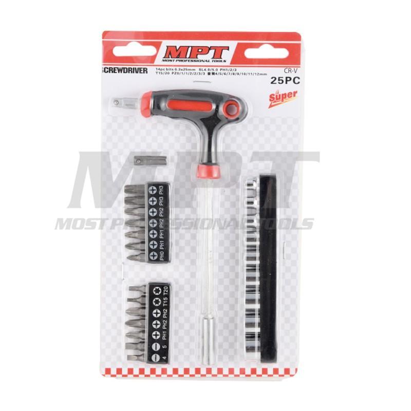 25 pcs T-handle socket and  bit set