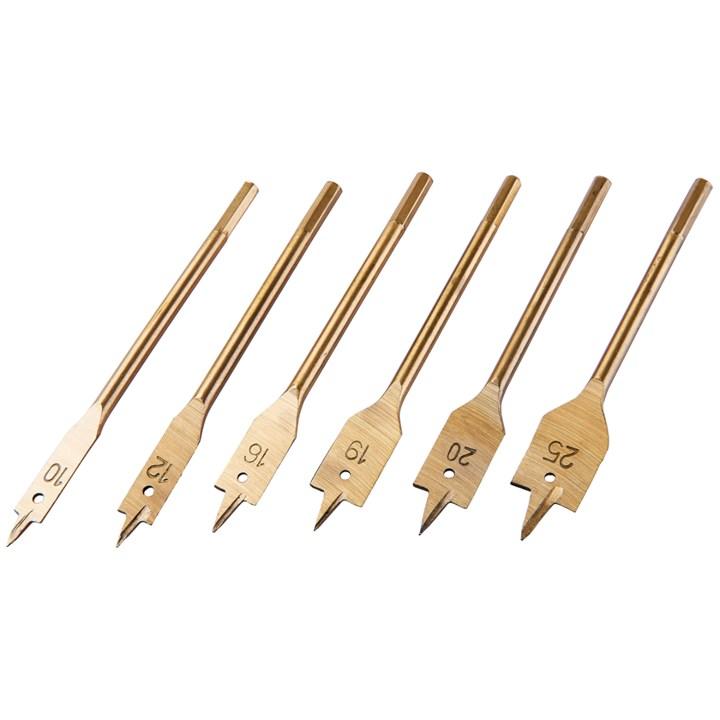 6 Piece titanium flat wood bit set