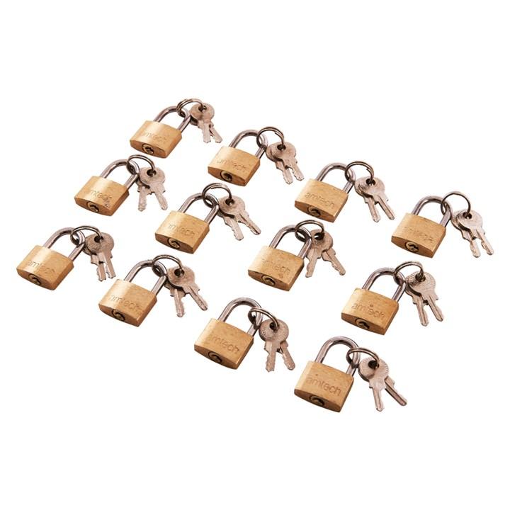 12 Piece 20mm brass padlock set