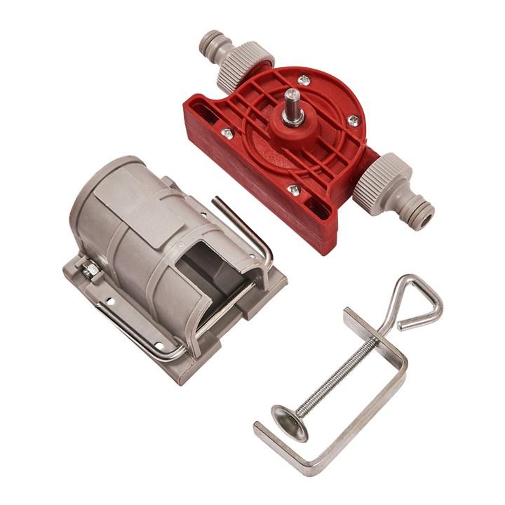 Drill powered pump and clamp