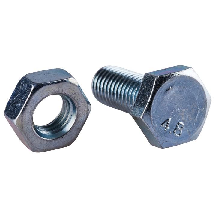 M10 X 25mm Hex Bolt (4pc) With M10 Nut (4pc)