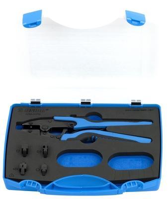 Set of grip crimp pliers with exchangeable jaws