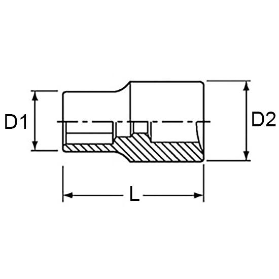 Hand Socket 1/2" DR 19 mm Vata