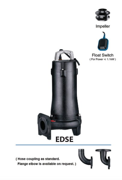 Submersible Sewage Pump Enclosed channel impeller (EDSEM) 1.5 Hp