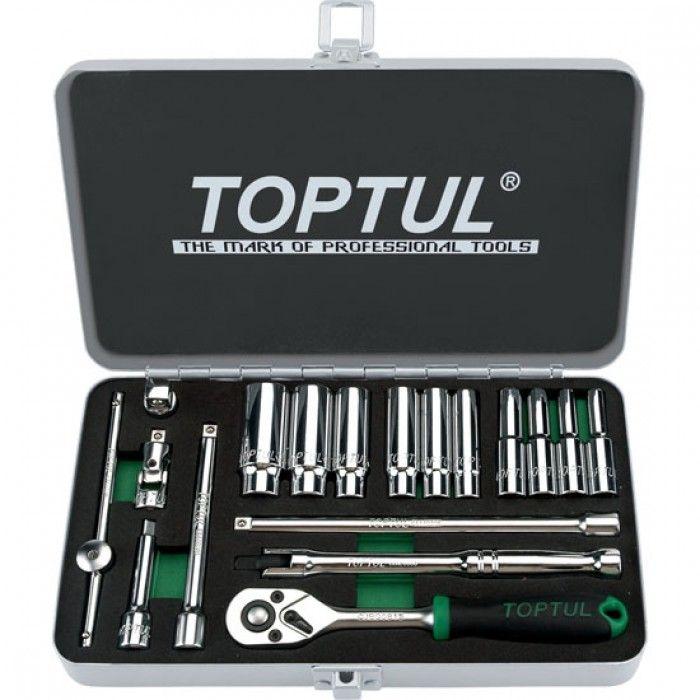 Socket Set Of 18pcs (sae) Toptul 1/4 Dr. 12pt