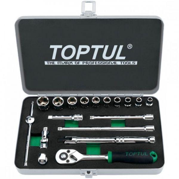 TopTul 1/4 DR. 12PT Socket Set Of 18Pcs (SAE)