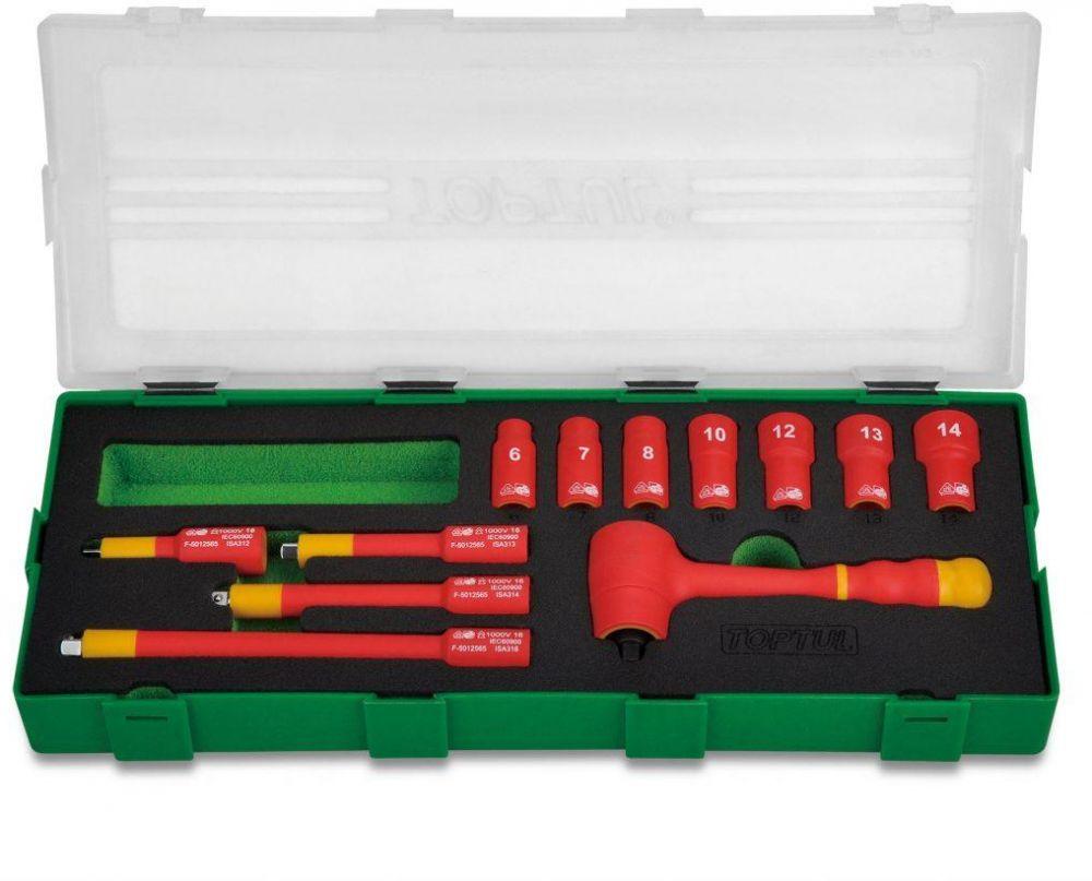TopTul 1/4" DR. VDE 6PT Flank Socket Set of 12Pcs