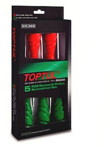 TopTul Go-Thru Slotted & Phillips Screwdriver Set of 5