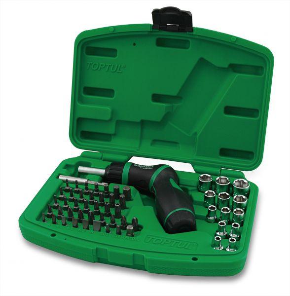 Toptul High-torque Pistol Grip Ratchet Screwdriver, Bit & Socket Set Of 54 Pcs