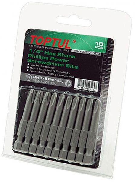 مفك براغي كهربائي بت فيليبس 1/4 "Hex PH1x50mm Toptul