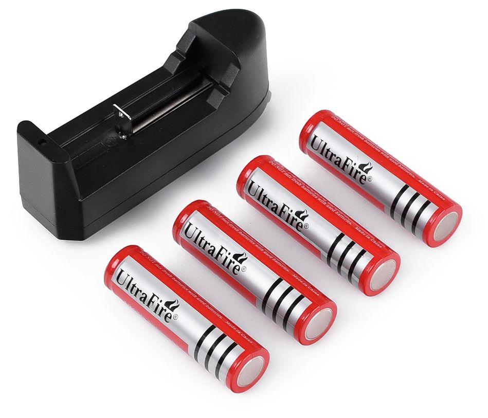 Ultrafire 3.7V Li-ion Rechargeable Battery 1pcs Charger 4pcs BRC18650