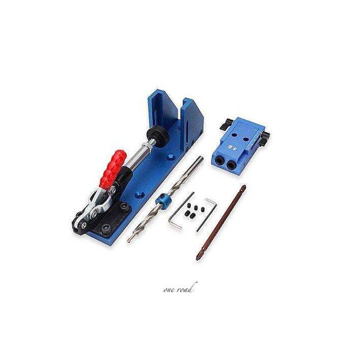 Woodworking Tool Pocket Hole Jig With Toggle Clamp And Step Drill Bit