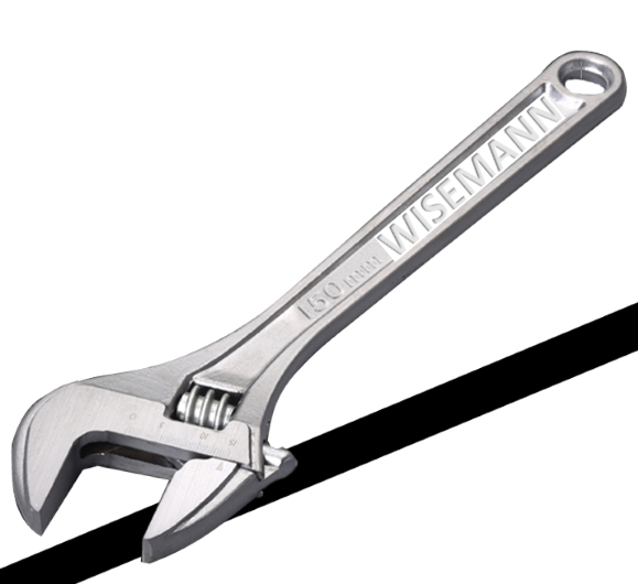 Carbon Steel Full Polish Adjustable Wrench - 12 Inch