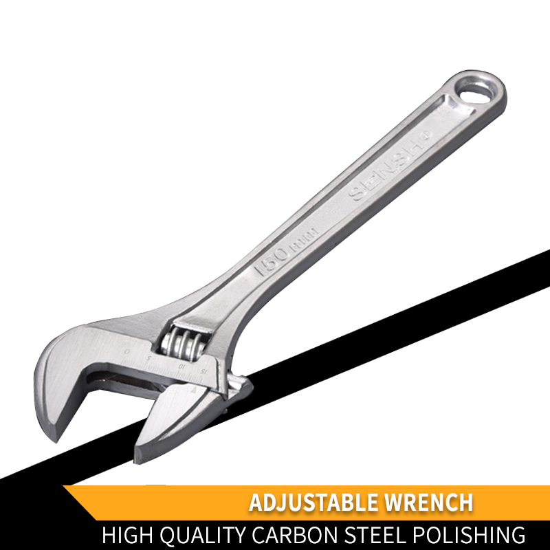 Carbon Steel Full Polish Adjustable Wrench - 12 Inch