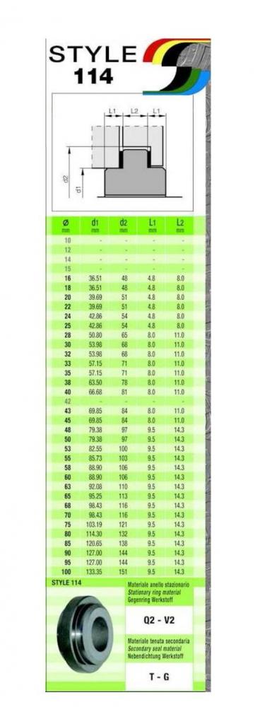 Mechanical Seal Ptfe Bellow Size 95mm Ptfe / Ceramic /ptfe Brand Sealtek® Italy Style 410 Seat Style 114