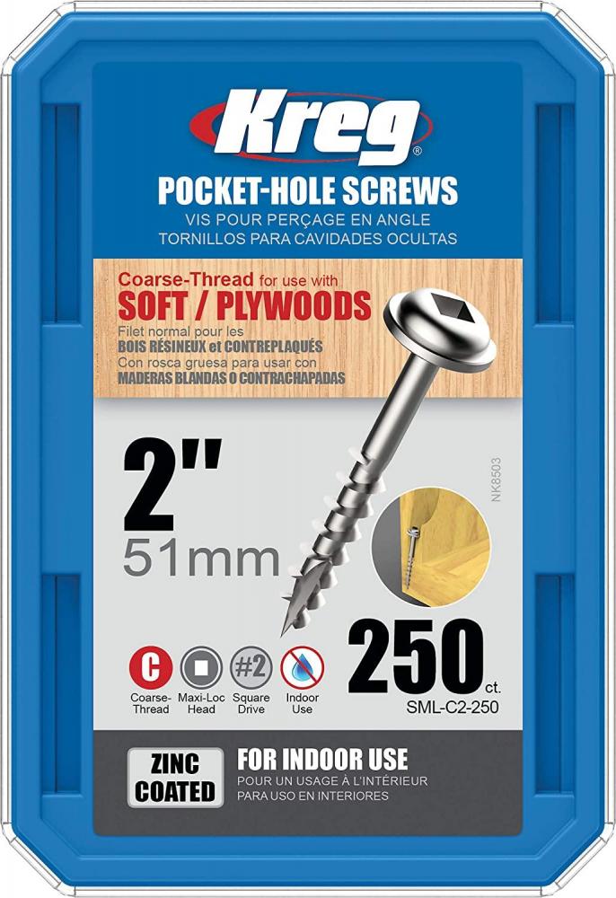 Kreg Pocket Hole Screw 51mm / 2 " #8 Coarse Thread Maxi-loc (250 Count)