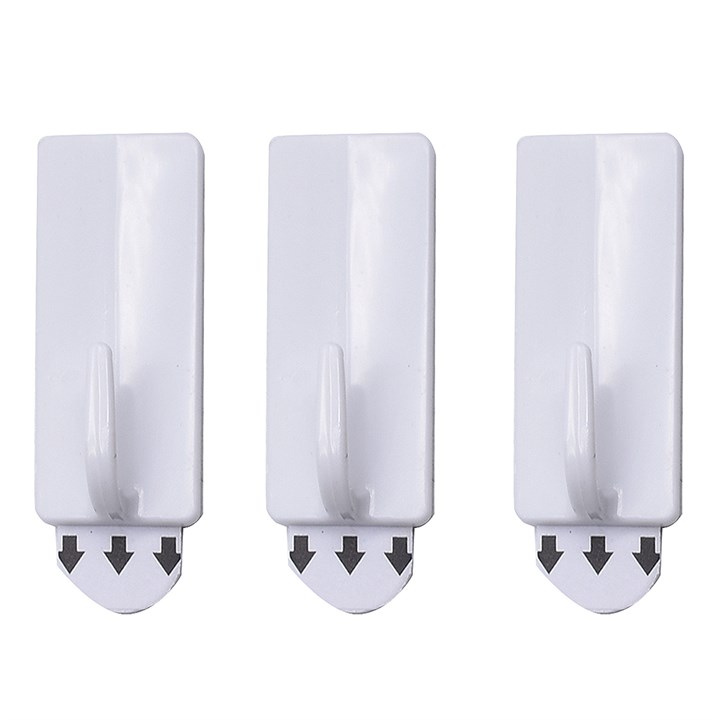 3 Piece rectangular, removable self-adhesive hook set (2cm x 5cm)