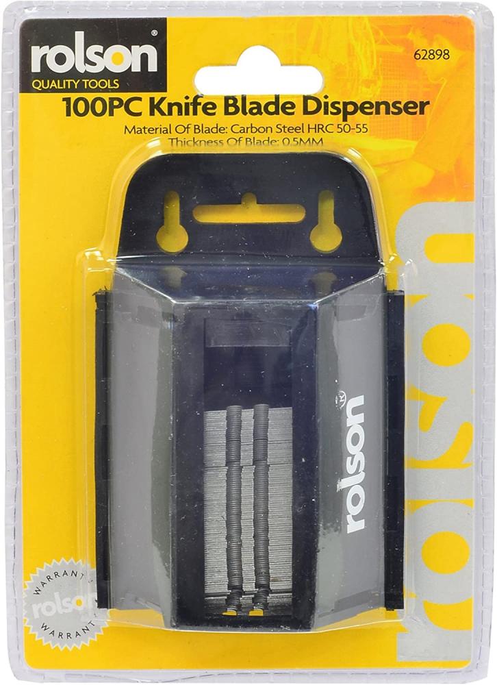 Rolson 100pcs Utility Knife Blade With Dispenser