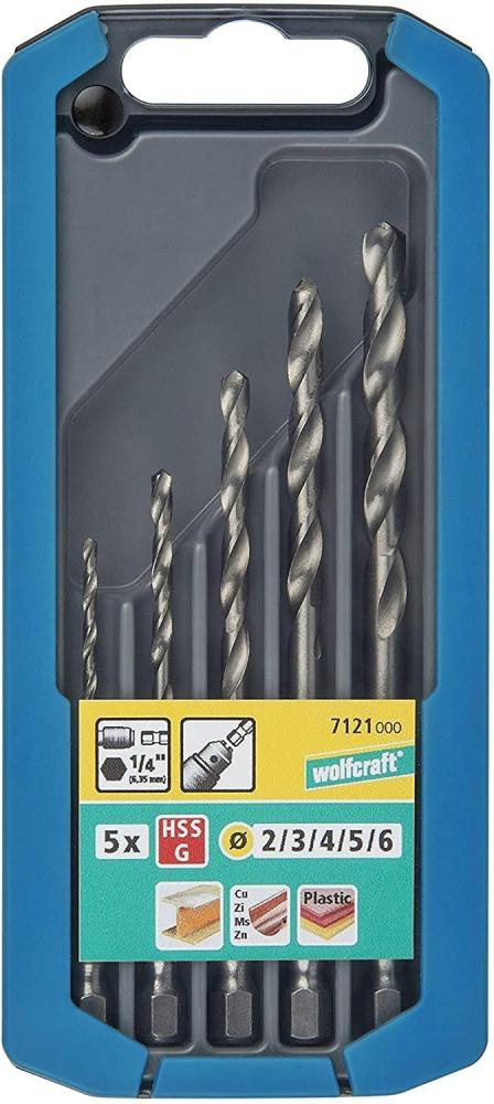 Metal Drills HSS Set-2, 3, 4, 5, 6 Mm, Grey, Set Of 5 Pieces Wolfcraft
