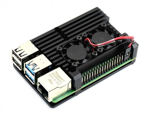 Aluminium Heatsink Case For Raspberry Pi 4 – Obsidian Black