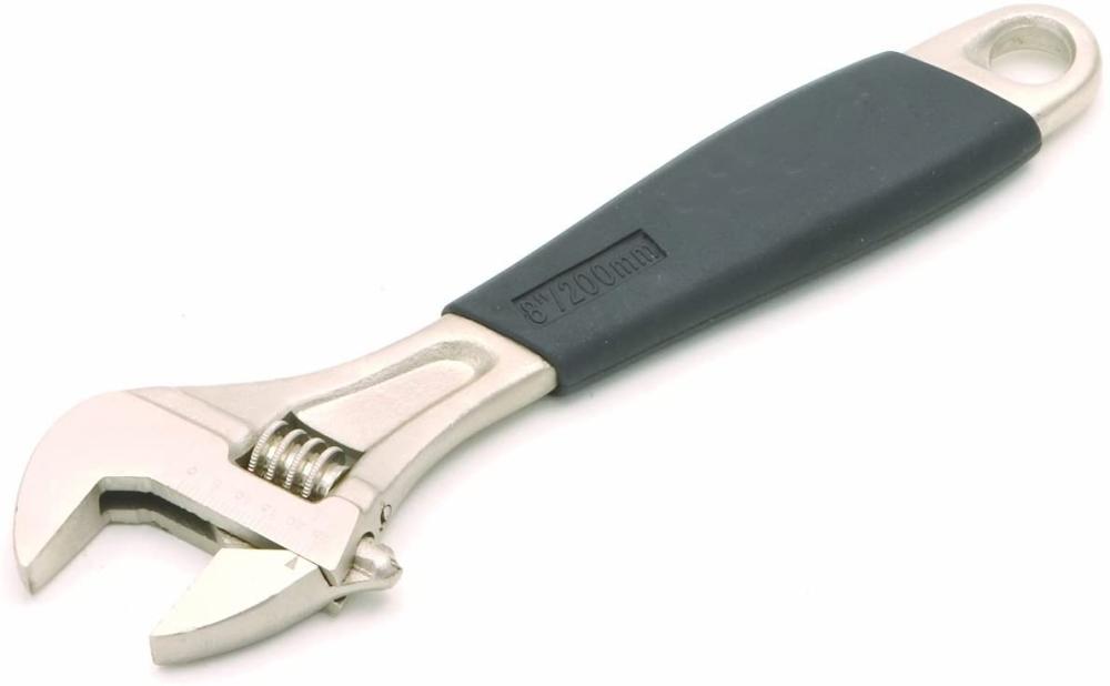Adjustable Wrench Rubber Grip Handle 200mm Rolson