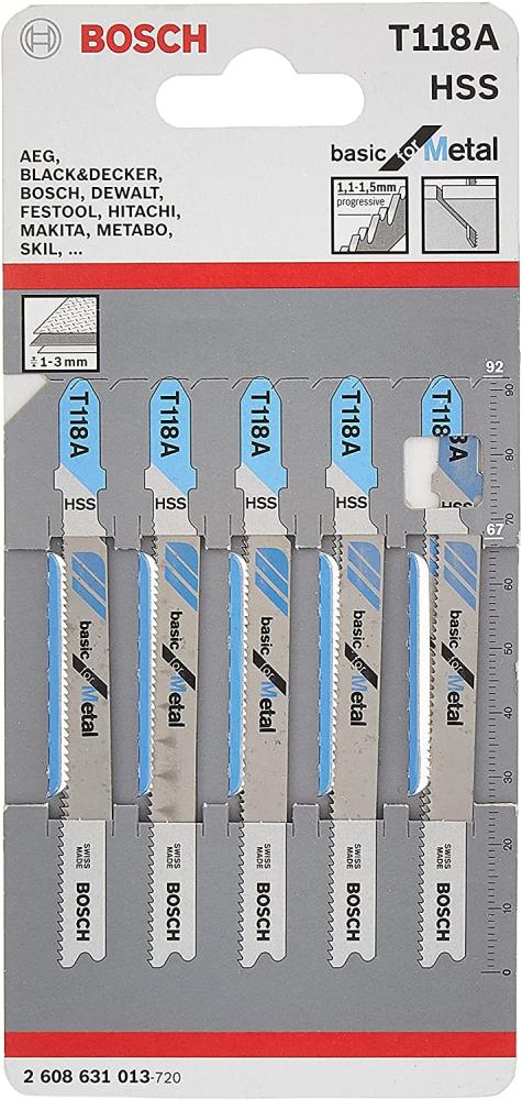Bosch JSB T118A Basic for Metal Straight Cut 5 Pcs