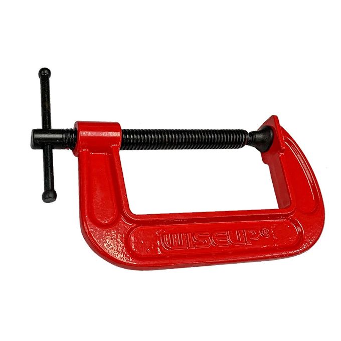 WISEUP Adjust Heavy Duty G Clamp 4 Inch C/W Soft Jaw Pads 102 Mm – G Clamp Iron Red For Woodwork Metal Clamping
