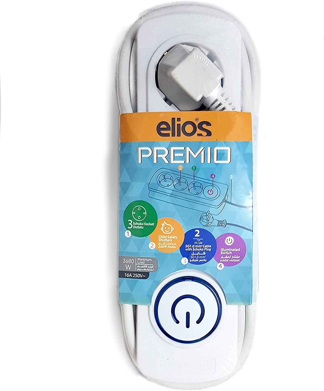 ELIOS PREMIO 4 Schuko Socket Outlets, White