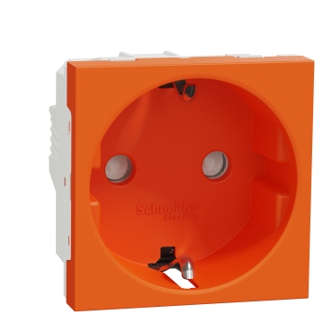 German Socket 2P+E 16A shuttered screw - orange