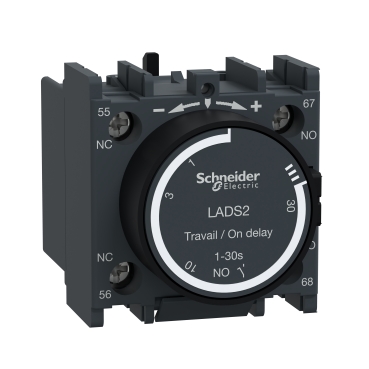 Time Delay Auxiliary Contact Block, TeSys D, 1NO + 1NC, On Delay 1-30 S, Front Mounting, Screw Terminals