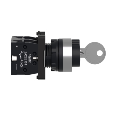 Key Selector Switch - Ø22 - 3 Positions - Stay Put - 2NO