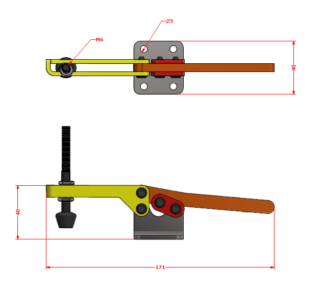 Toggle Clamp 125kg Press Stud Diameter 6 Mm