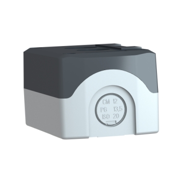 Empty Enclosure, Plastic, Dark Grey Lid, For Push Button Ø22, 2 Cut-outs