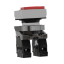 Double-headed Push Button, Metal, Ø22, 1 Green Flush Marked I + 1 Red Projecting Marked O, 1 NO + 1 NC