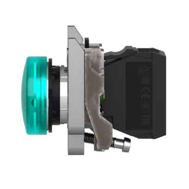 Pilot Light, Metal, Green, Ø22, Plain Lens With BA9s Bulb, <= 250 V