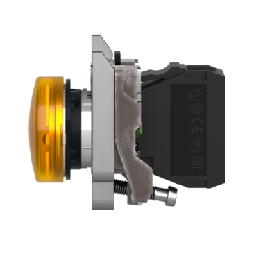 Pilot Light, Metal, Orange, Ø22, Plain Lens With BA9s Bulb, <= 250 V