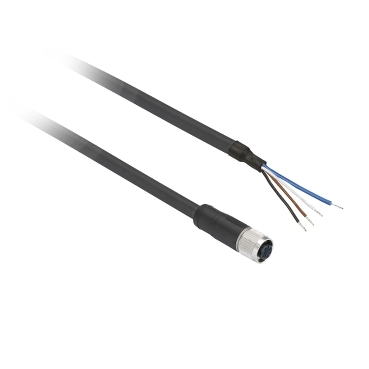 Pre-wired Connectors XZ - Straight Female - M8 - 4 Pins - Cable PUR 2m