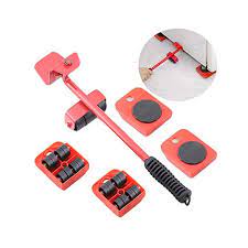 مجموعة عجلات نقل الأثاث 5  قطع - 4 بكرات أثاث وجاك تحميل واحد