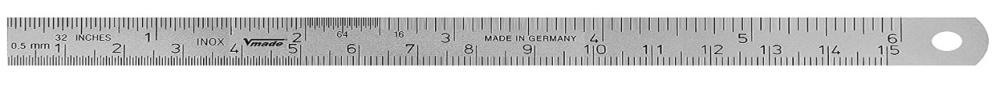 Flex. Steel Rule 150x13x0.5mm, inox, satin, graduation inch/mm Reading From Left To Right