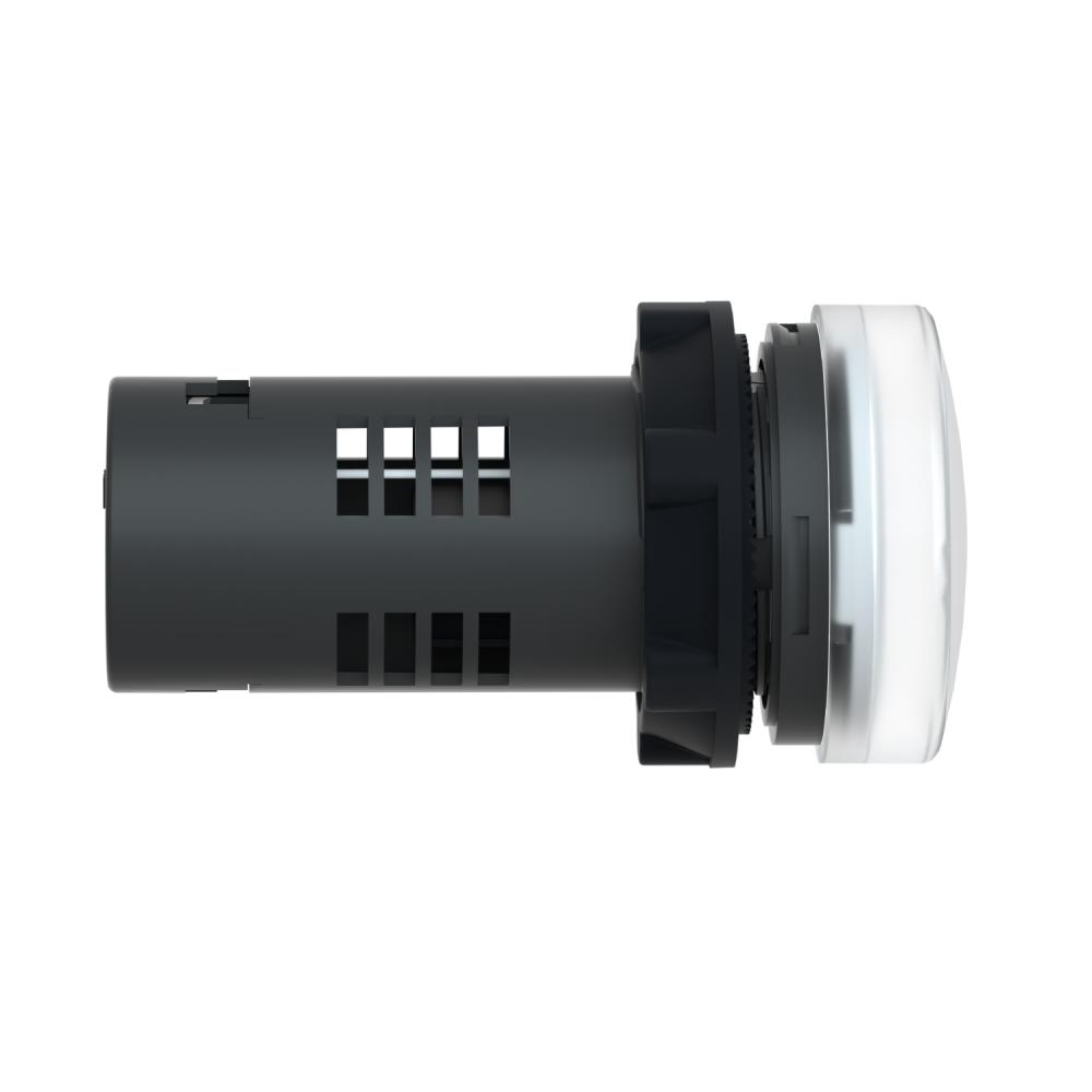 لمبة اشارة مستديرة بقُطر 22 مم - أبيض - مصباح LED مدمج - 24 فولت تيار متردد/تيار ثابت - أطراف توصيل المشبك البرغي