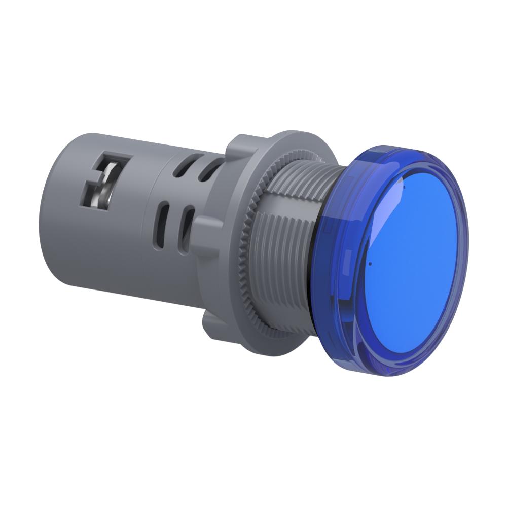 لمبة اشارة مستديرة بقُطر 22 مم - أزرق - مصباح LED مدمج - 24 فولت تيار متردد/تيار ثابت - أطراف توصيل المشبك البرغي