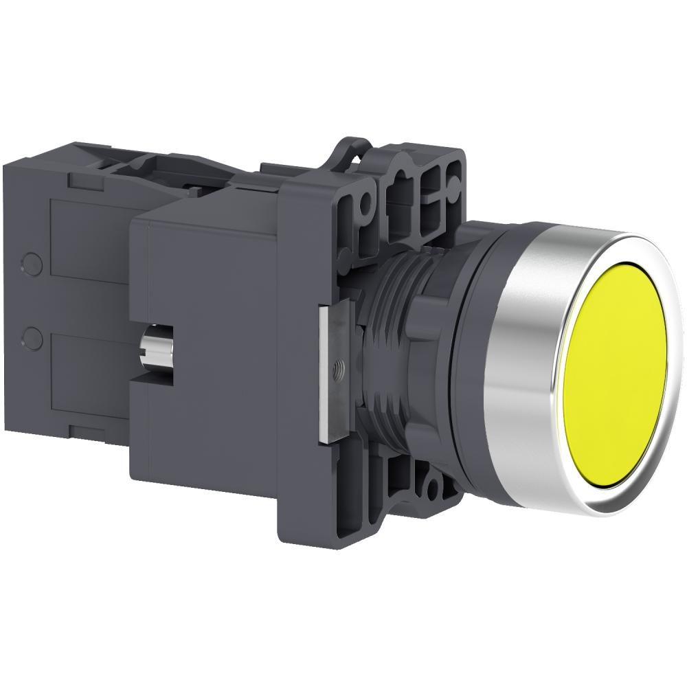 Yellow Flush Complete Illum Push-button - Ø22 - Flush - 24V AC/DC - 1NO