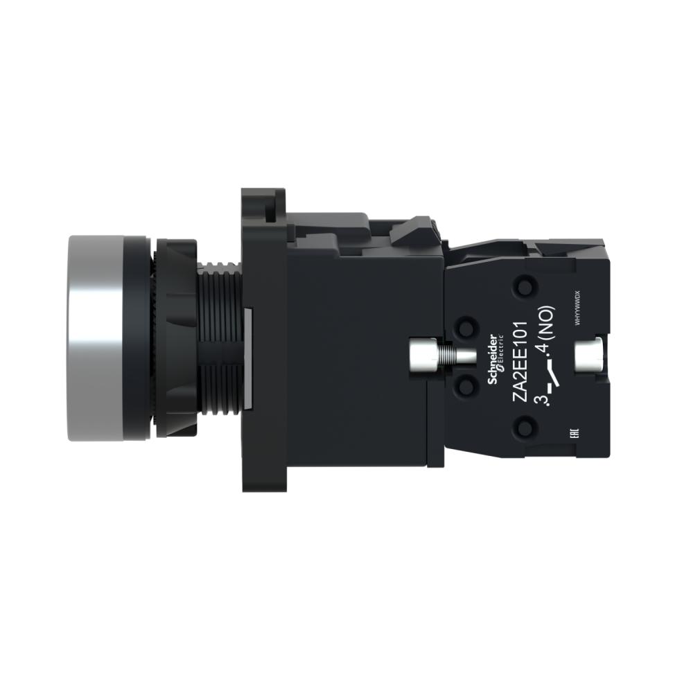 Yellow Flush Complete Illum Push-button - Ø22 - Flush - 220V AC - 1NO