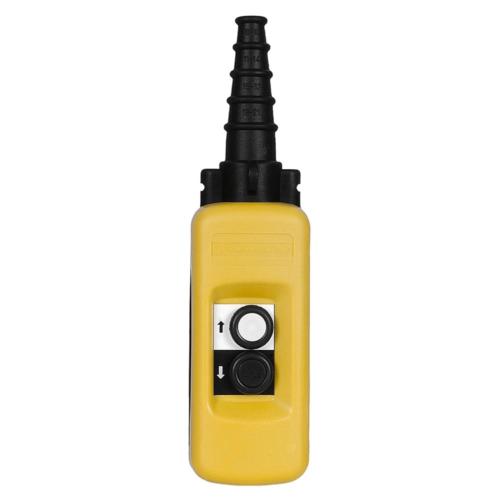 Pendant Control Station, Plastic, Yellow, 2 Push Buttons