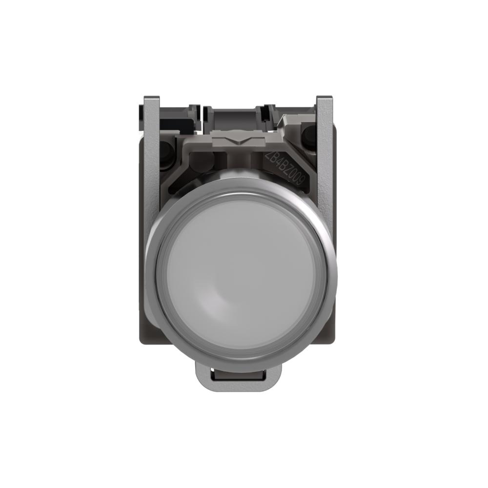 Illuminated Push Button, Metal, Flush, White, Ø22, Spring Return, 230...240 V AC, 1 NO + 1 NC