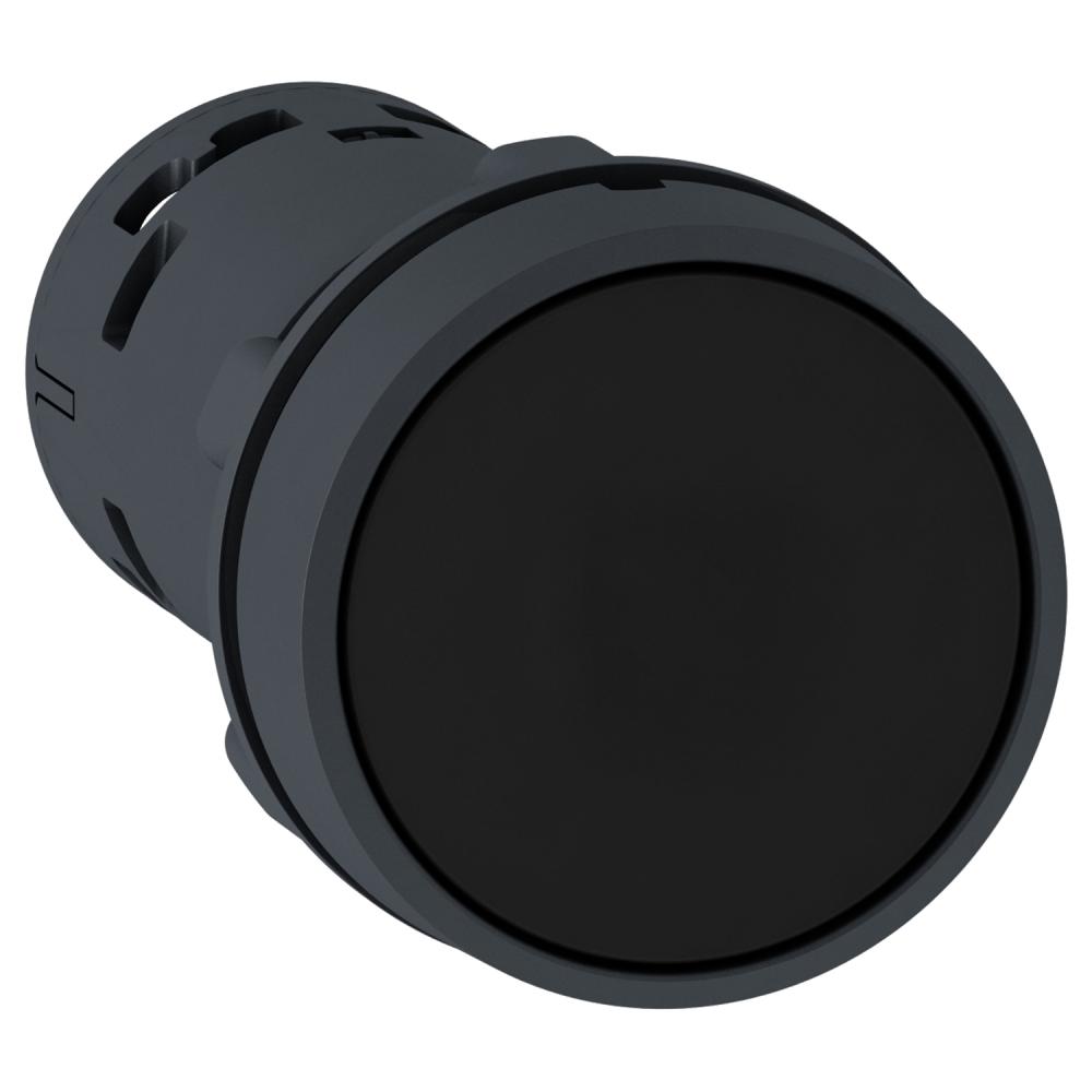 Black Flush Pushbutton Ø22 - Push Push-to-release - 1 NO - Screw Clamp Terminals