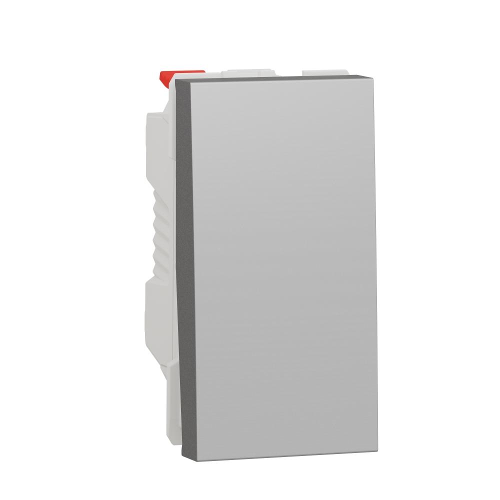 Switch, New Unica, 1-pole 2-way, 10AX, 1 module, screwless terminals, painted, IP4X, aluminum