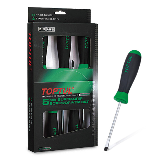 5PCS Slotted & Phillips Super-Grip Screwdriver Set