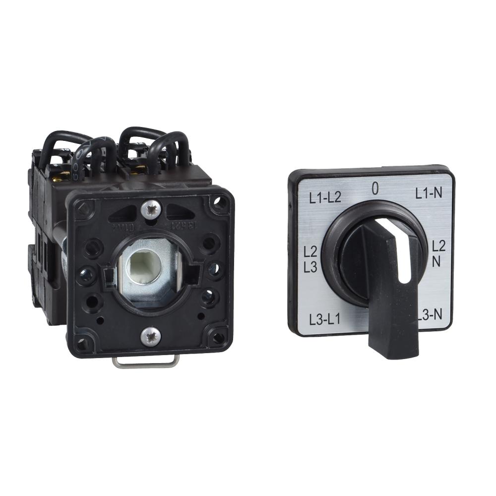 Harmony K1, K2, Cam Voltmeter Switch, 3L And 3LN, 45°, 12 A For Ø22 Mm